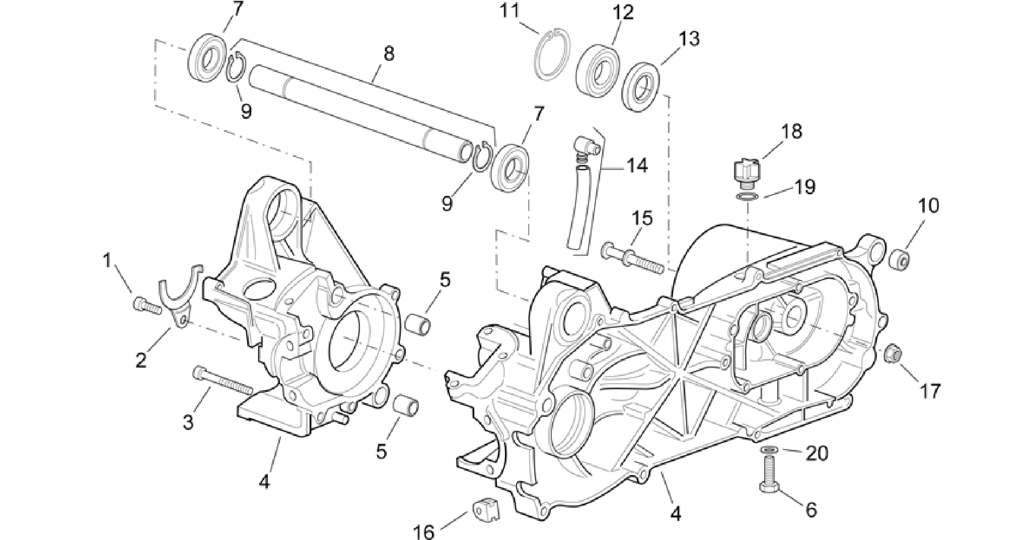 Central crank-case set