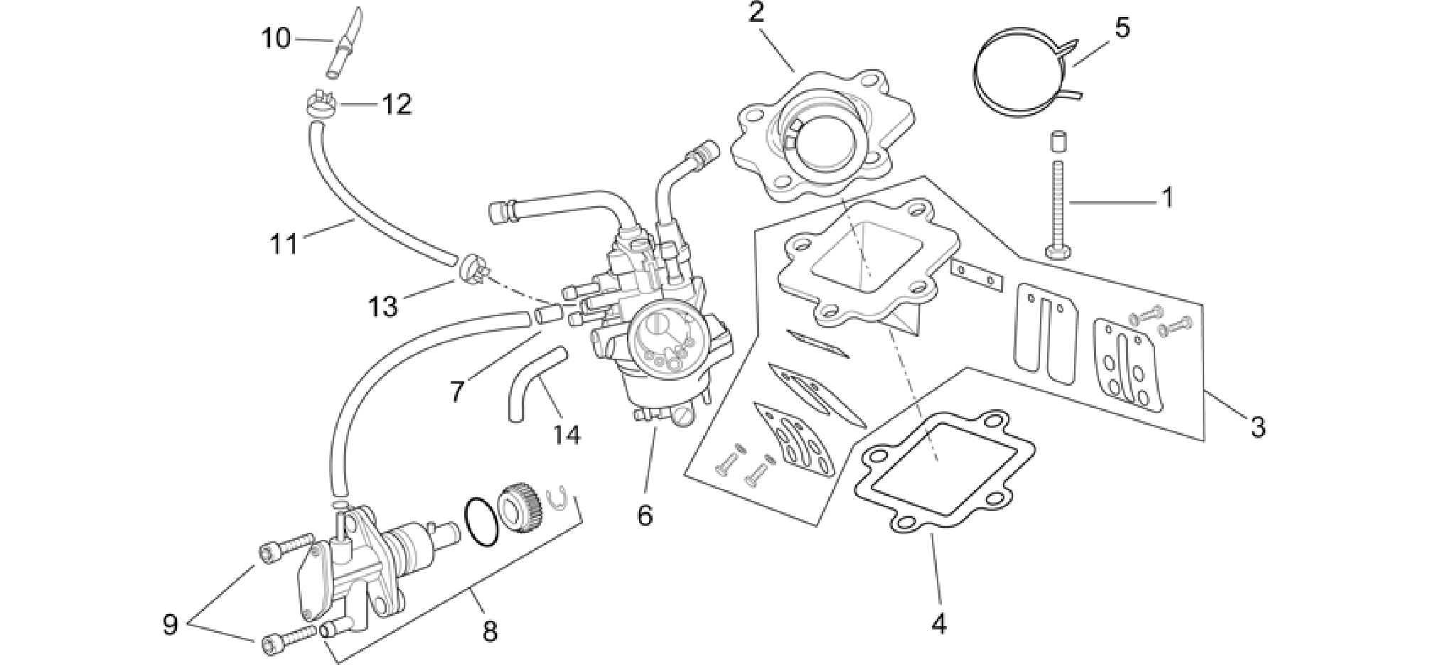 Carburettor - oil pump assy.