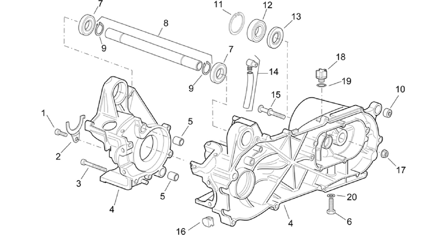 Central crank-case set