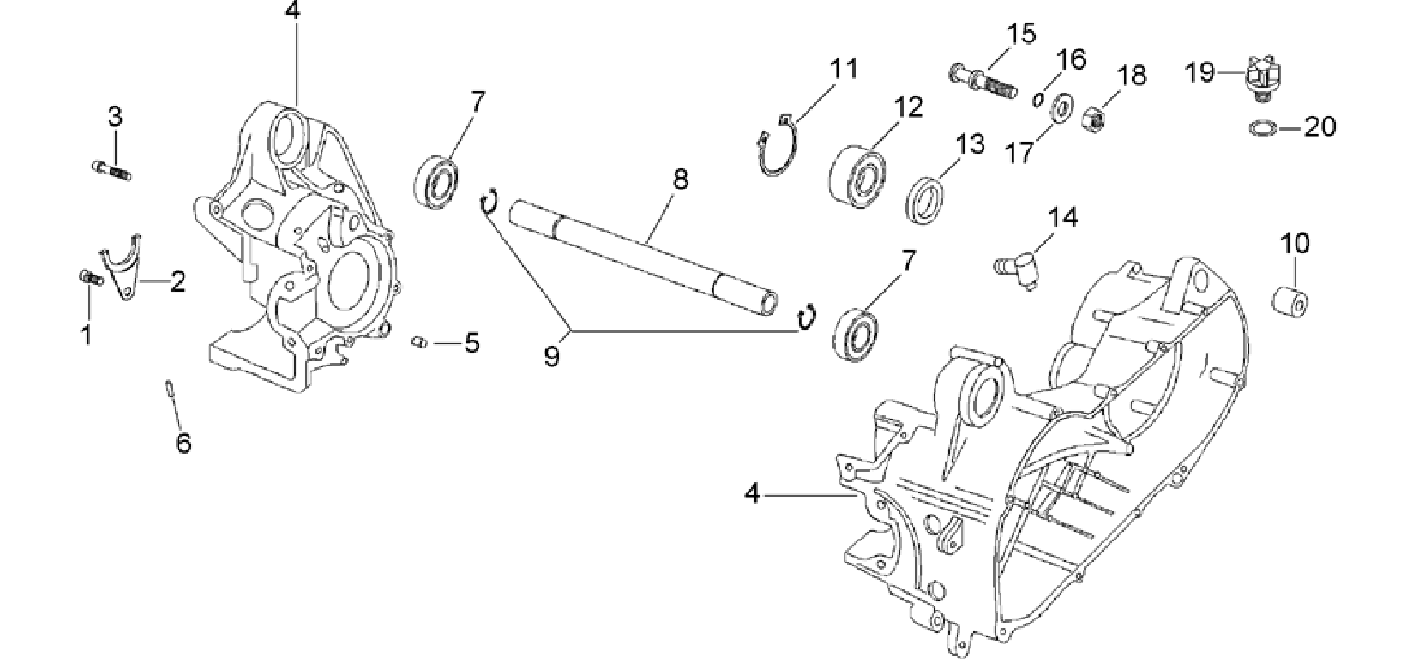 Central crank-case set