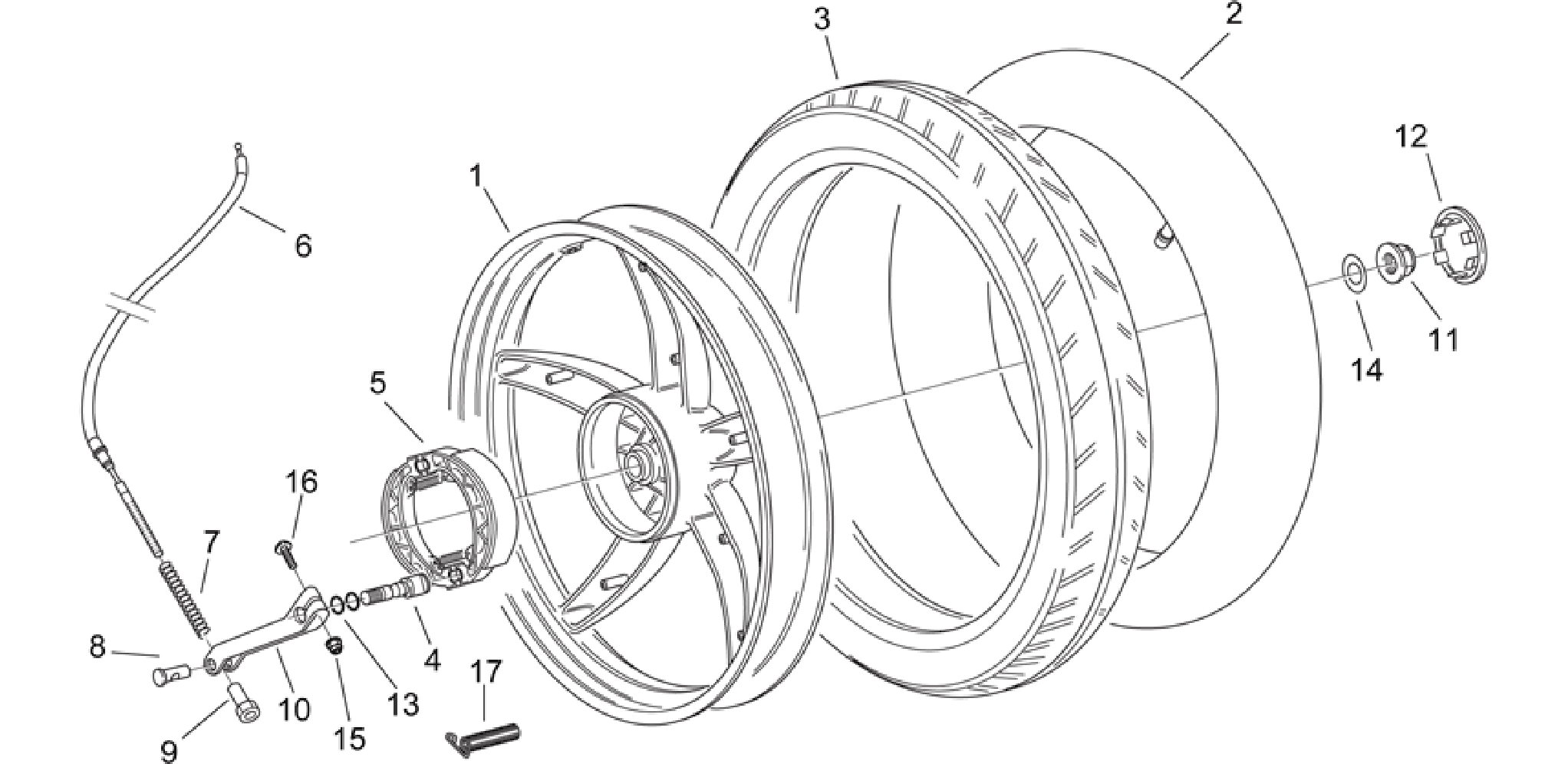 Rear wheel - drum brake