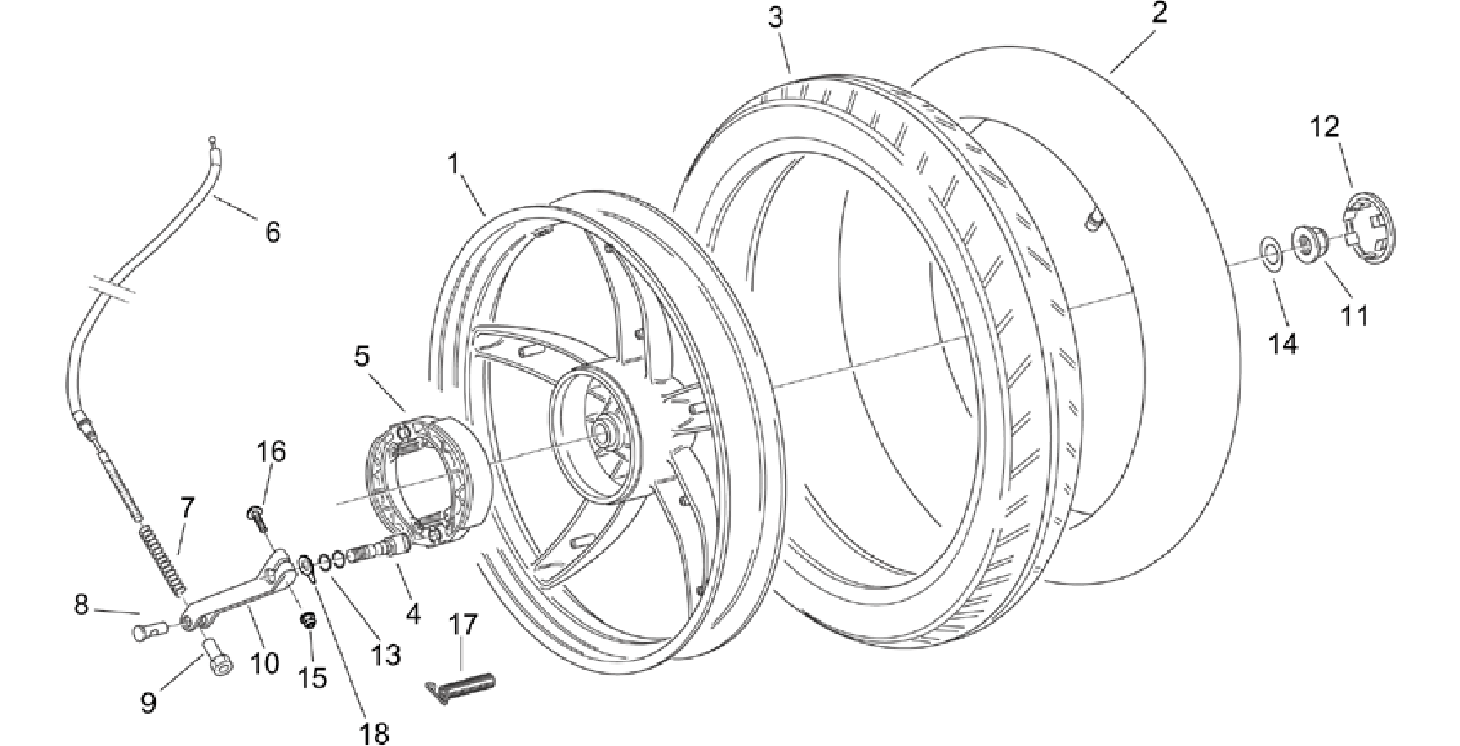 Rear wheel - drum brake