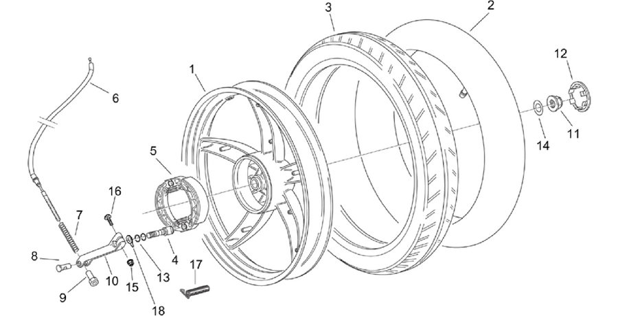 Rear wheel - drum brake
