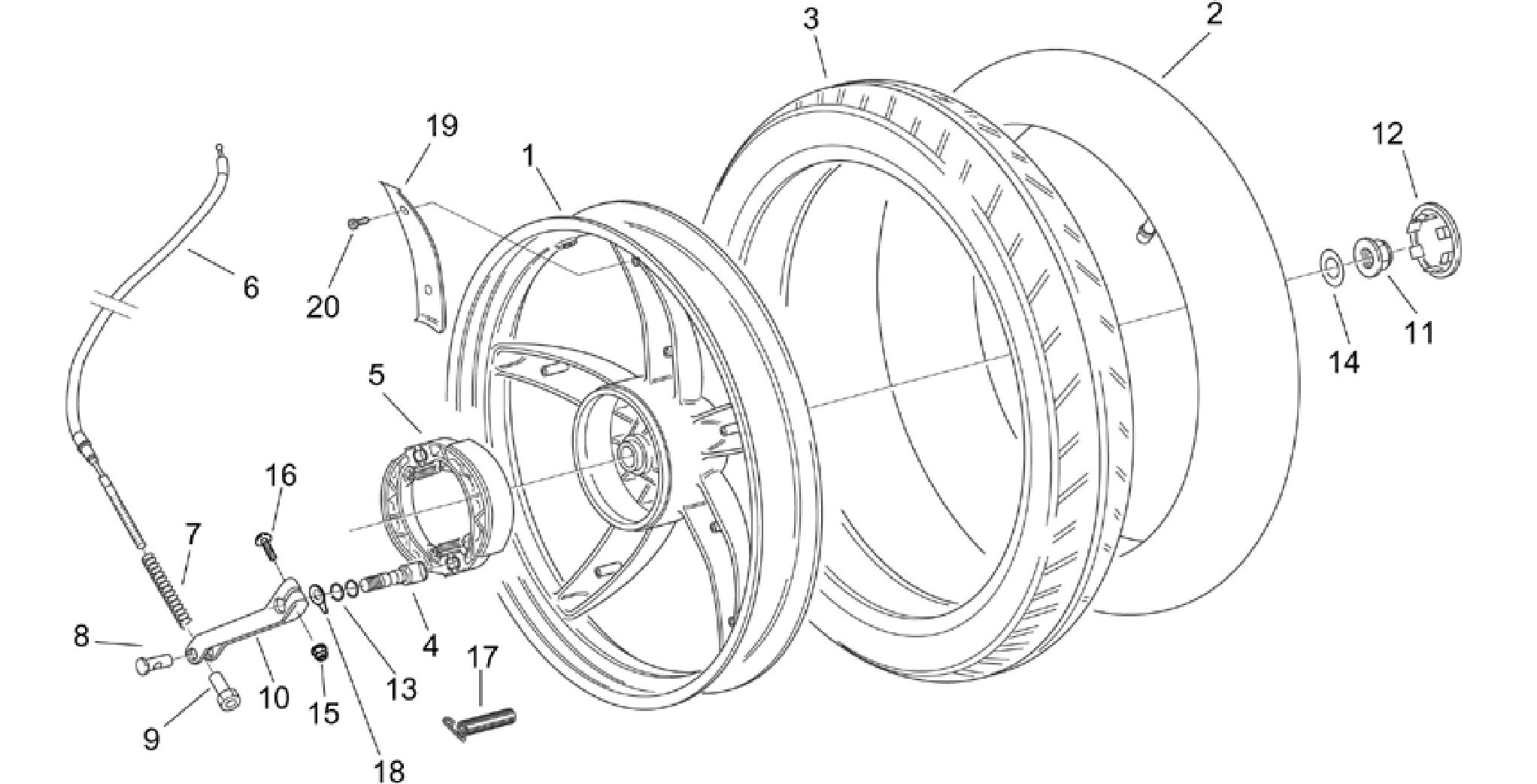 Rear wheel - drum brake