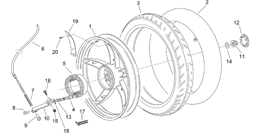 Rear wheel - drum brake