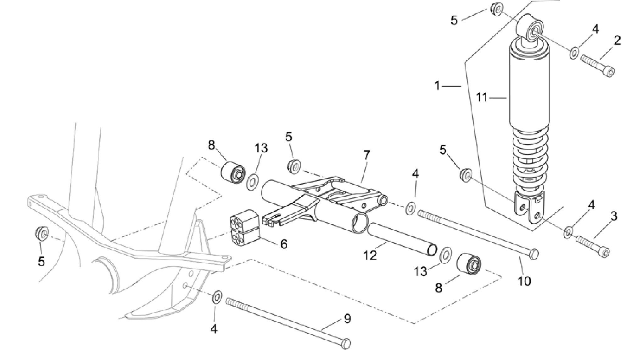 R.shock absorber-connect. Rod