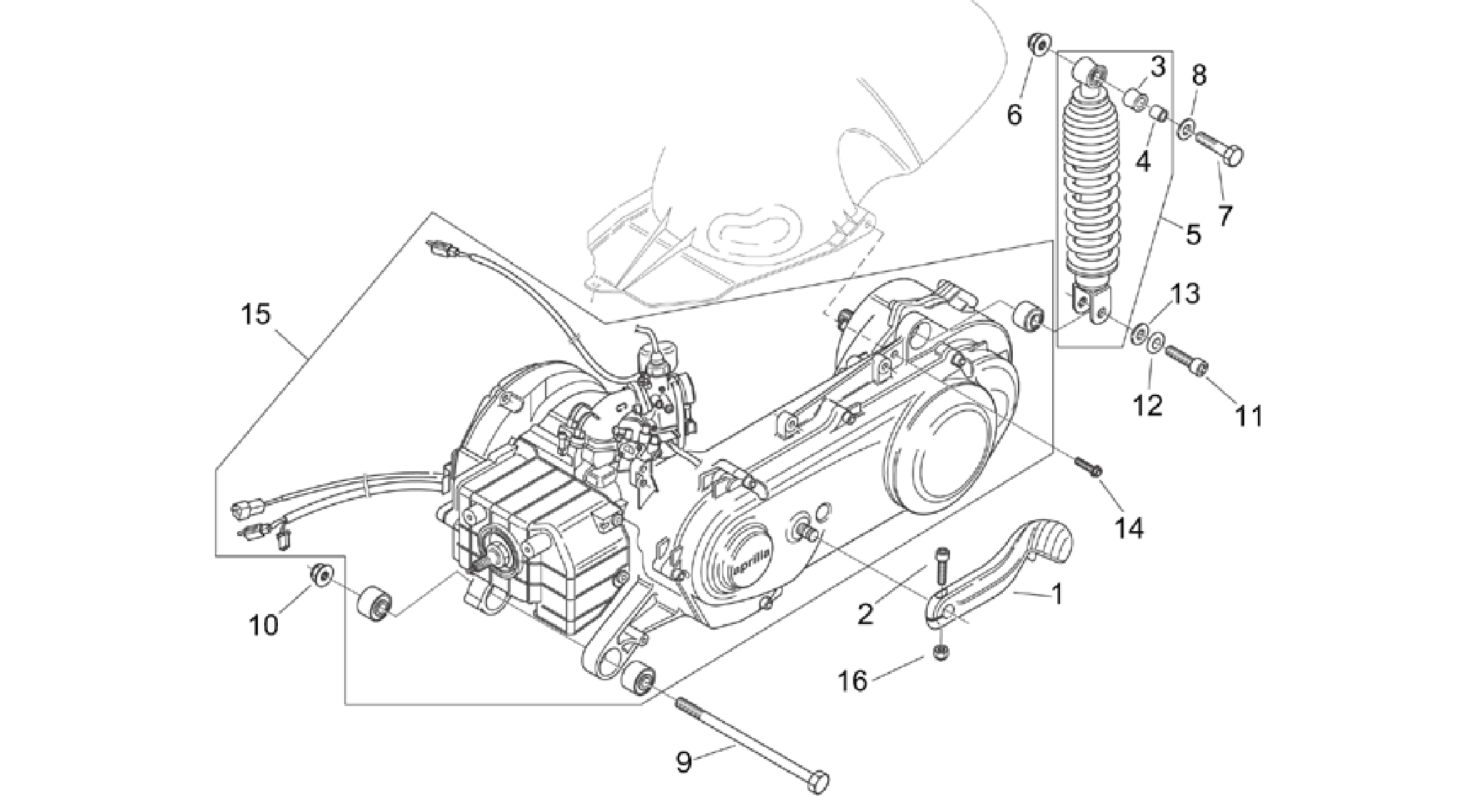 Engine - Rear shock absorber