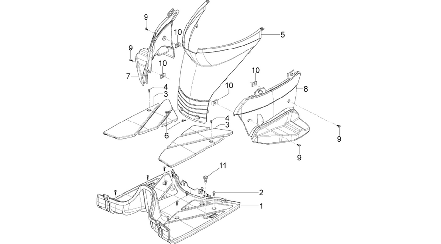 Central cover - Footrests