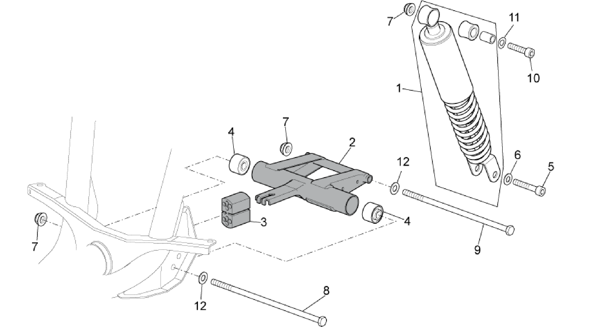 R.shock absorber-connect. Rod