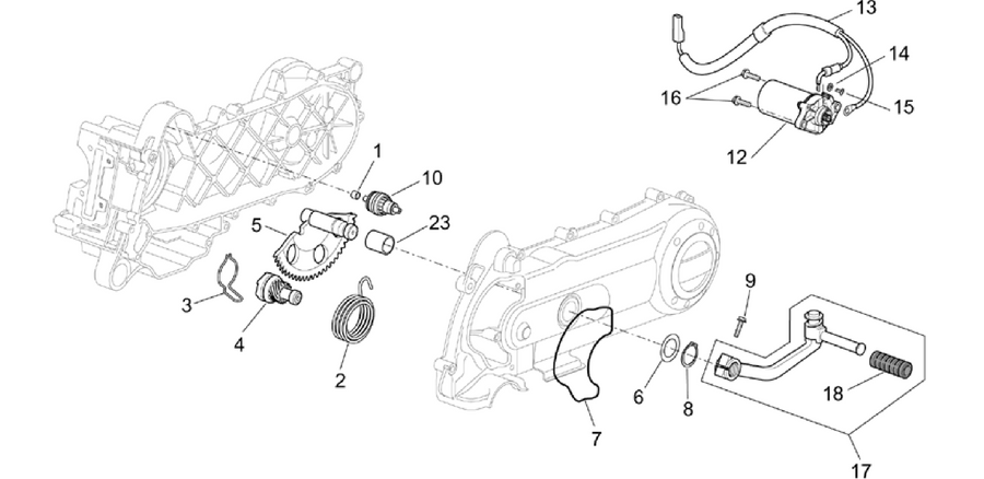 Kick-start gear/starter motor