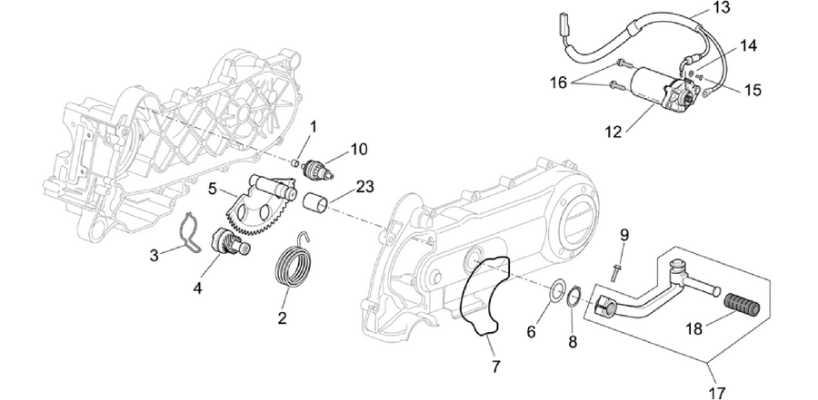 Kick-start gear/starter motor