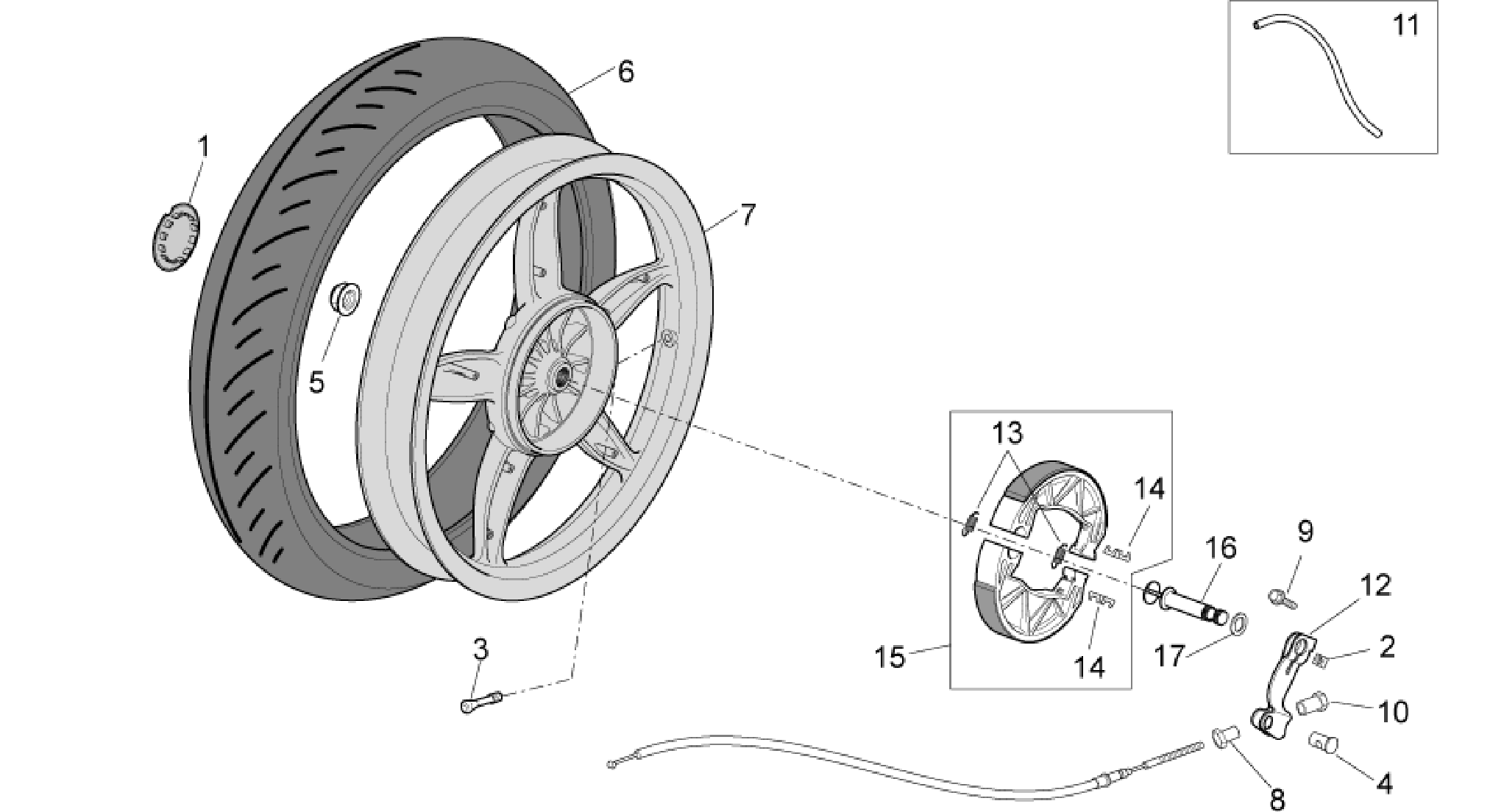 Rear wheel - drum brake