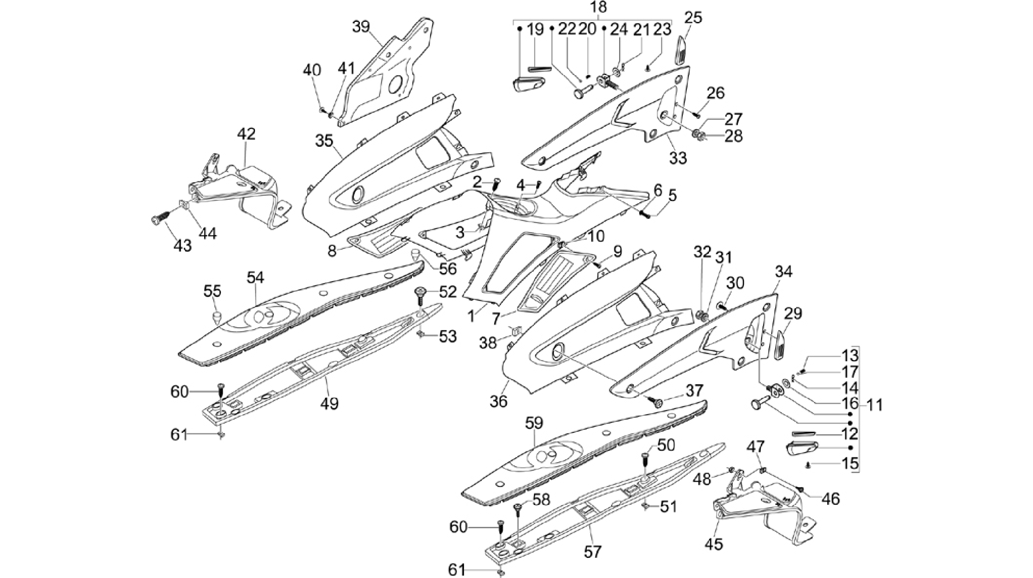 Central cover - Footrests