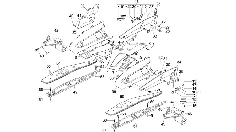 Central cover - Footrests