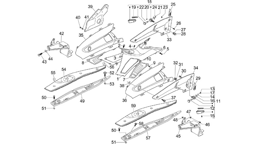 Central cover - Footrests