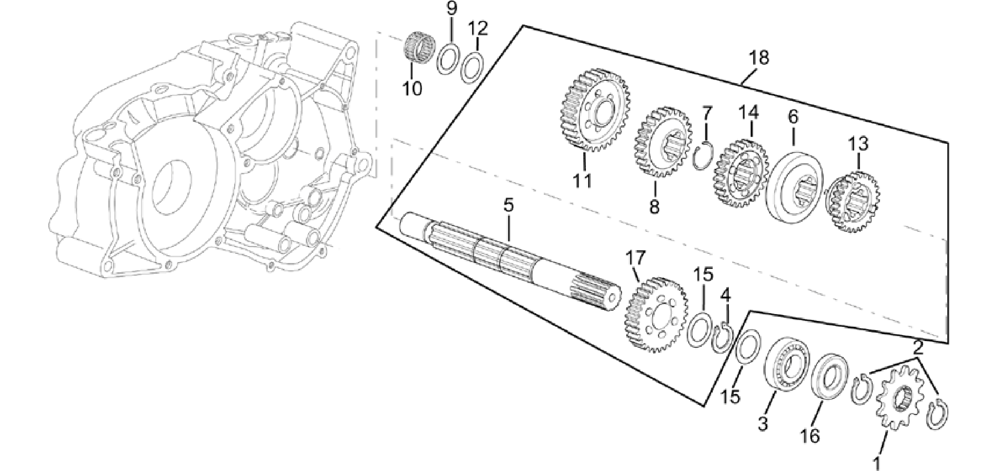 Driven shaft 4 speed gearbox