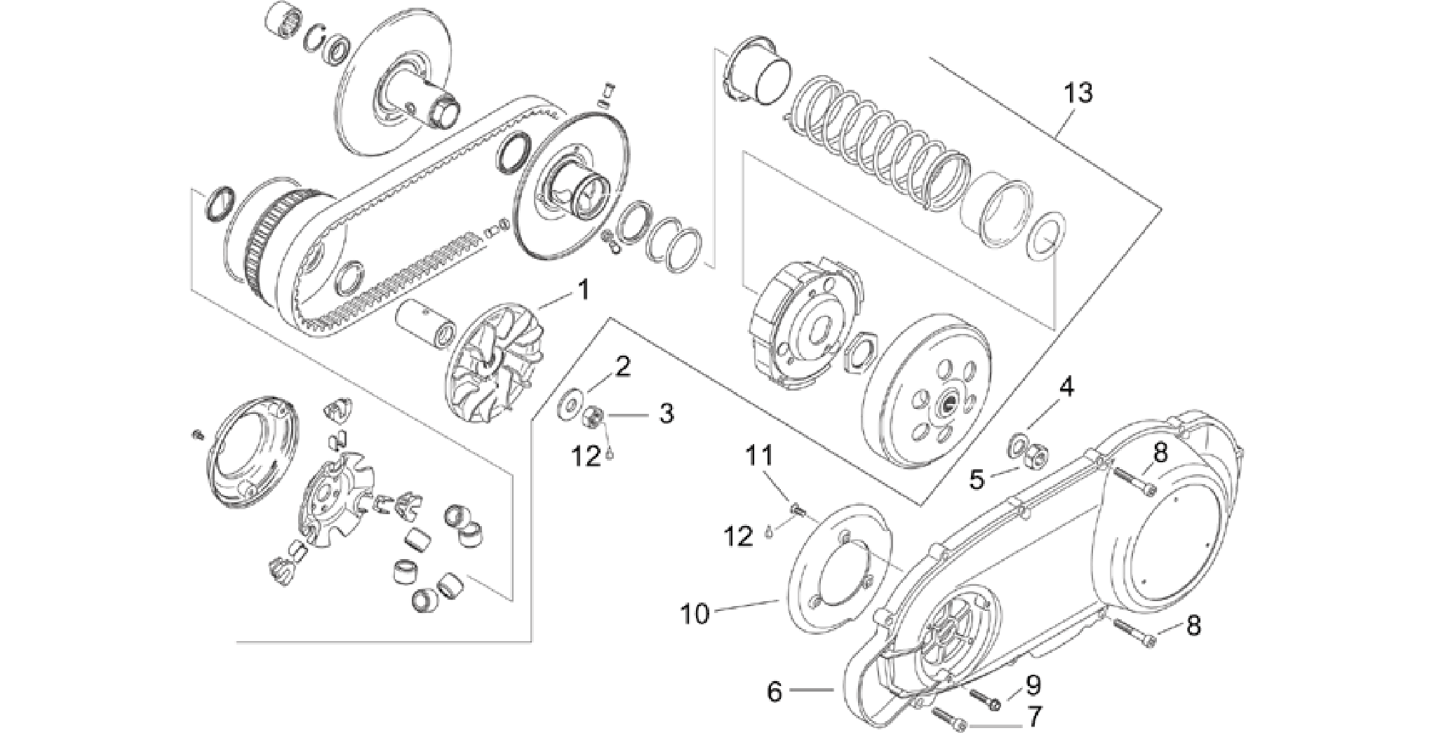 Speed variator w/ clutch
