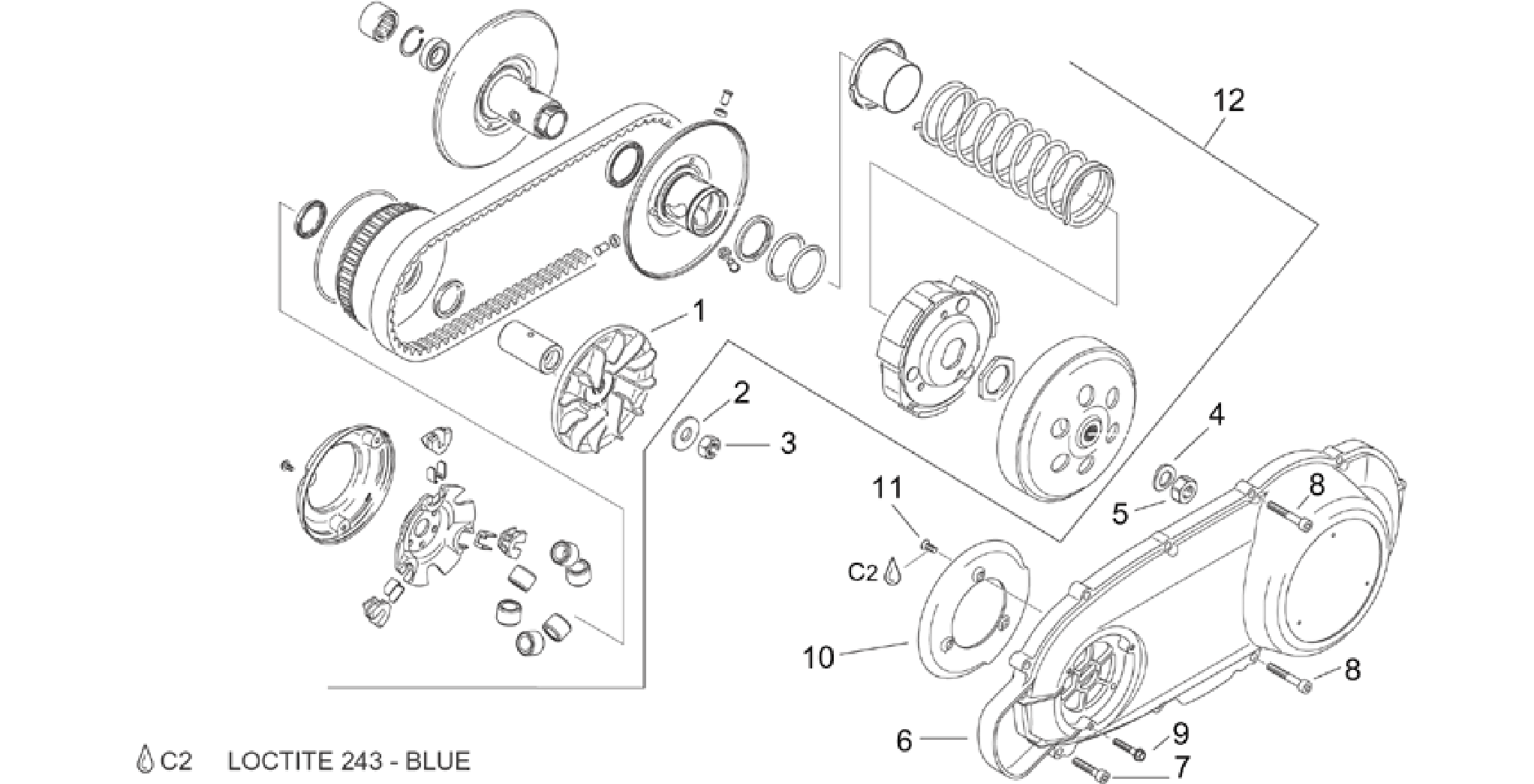 Speed variator w/ clutch
