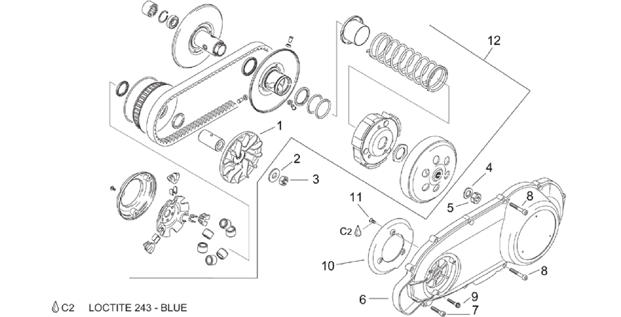 Speed variator w/ clutch
