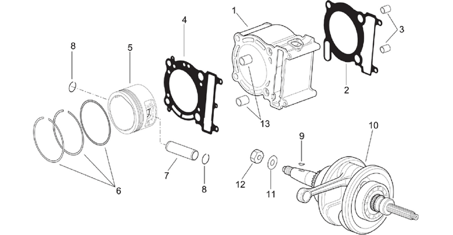 Drive shaft - Cylinder - Piston