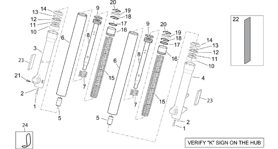 Kaifa front fork - Hubs, sleeves
