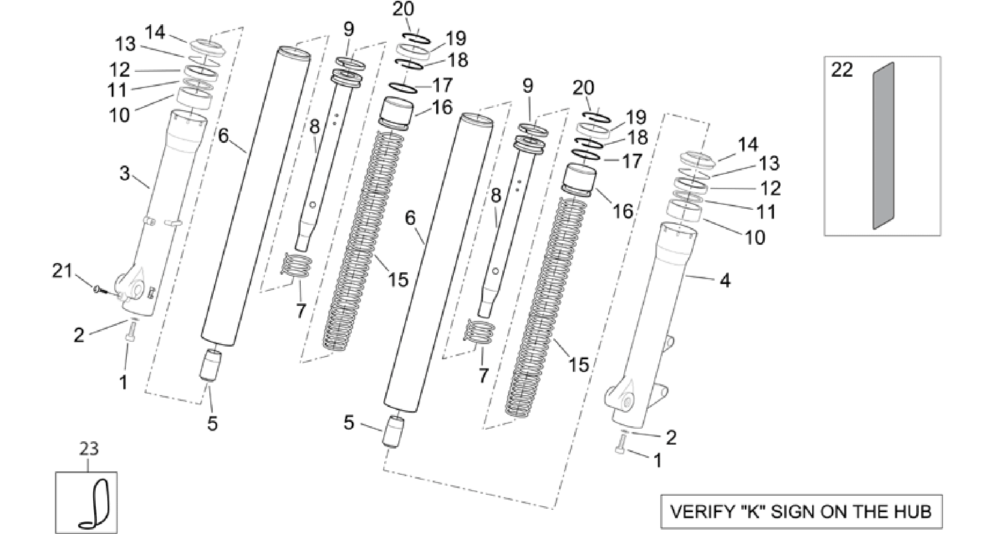 Kaifa front fork - Hubs, sleeves