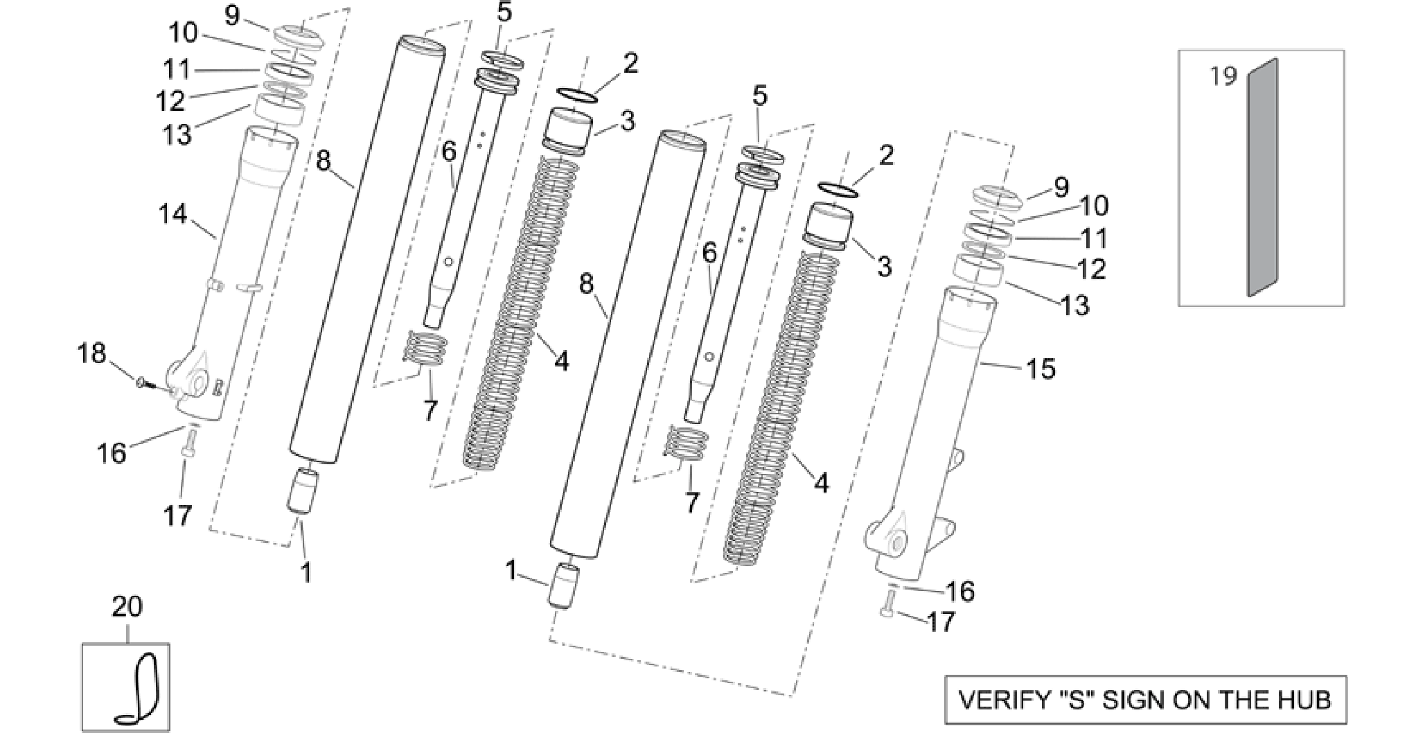 Showa front fork - Hubs, sleeves