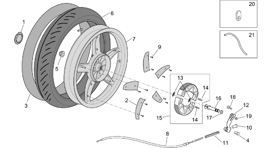 Rear wheel - drum brake