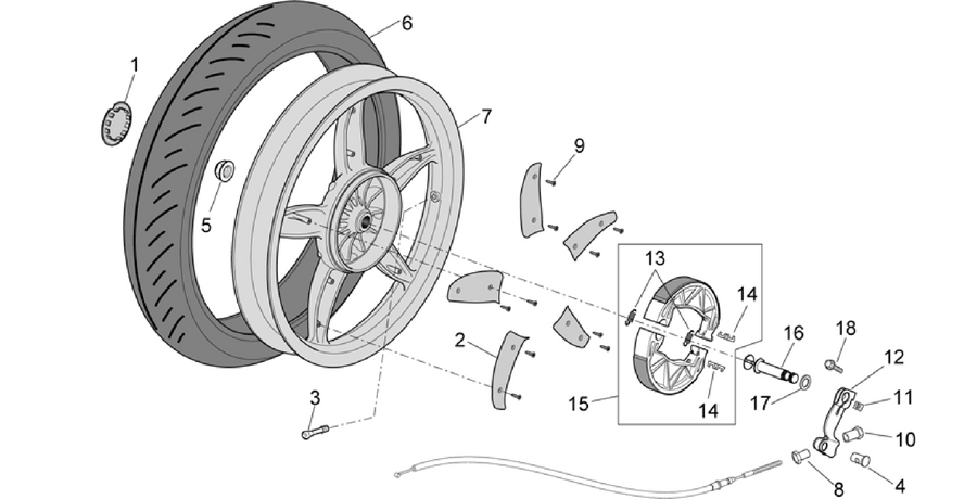 Rear wheel - drum brake