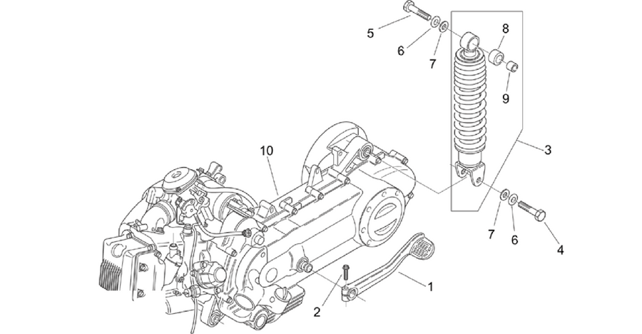 Engine - Rear shock absorber