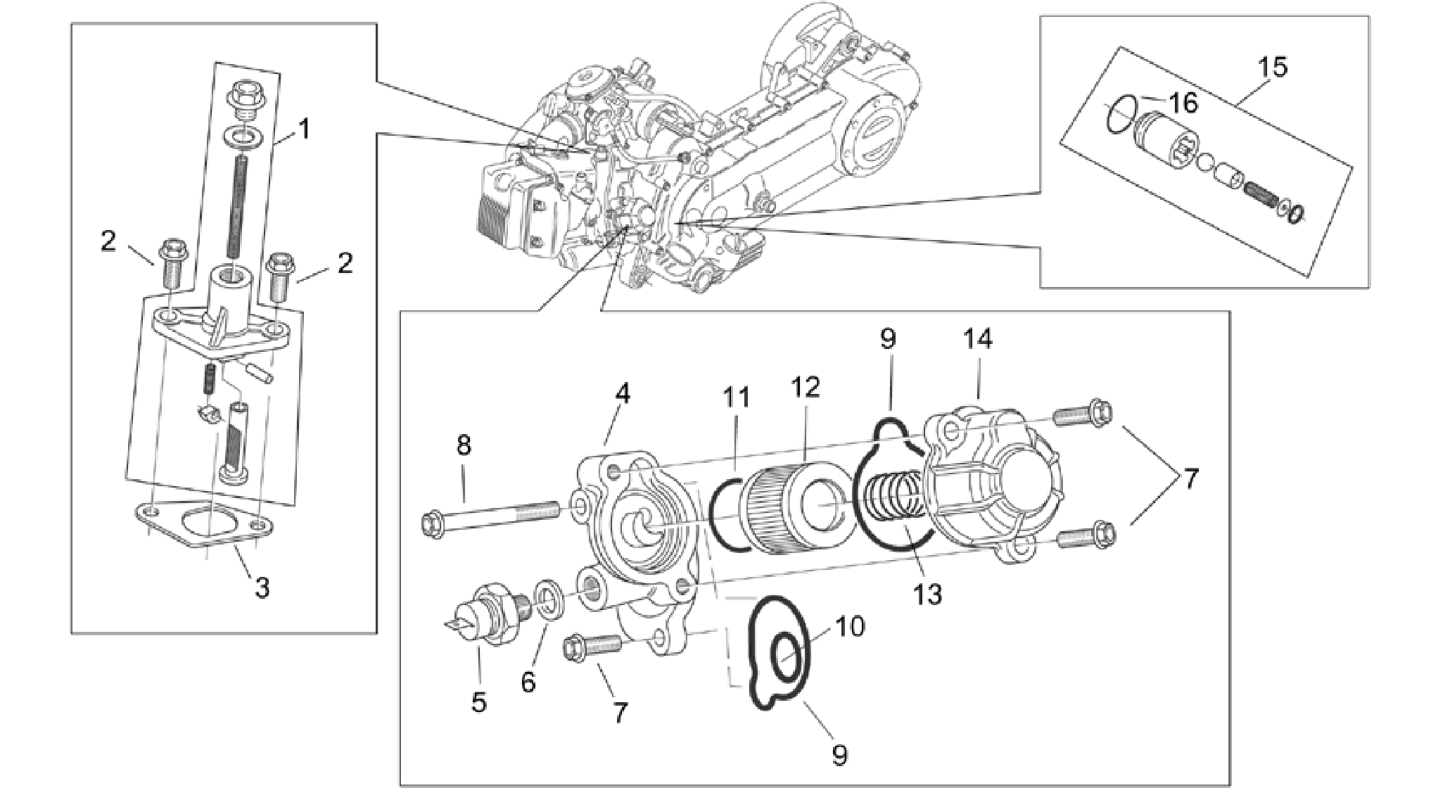 Oil filter - Chain tensioner