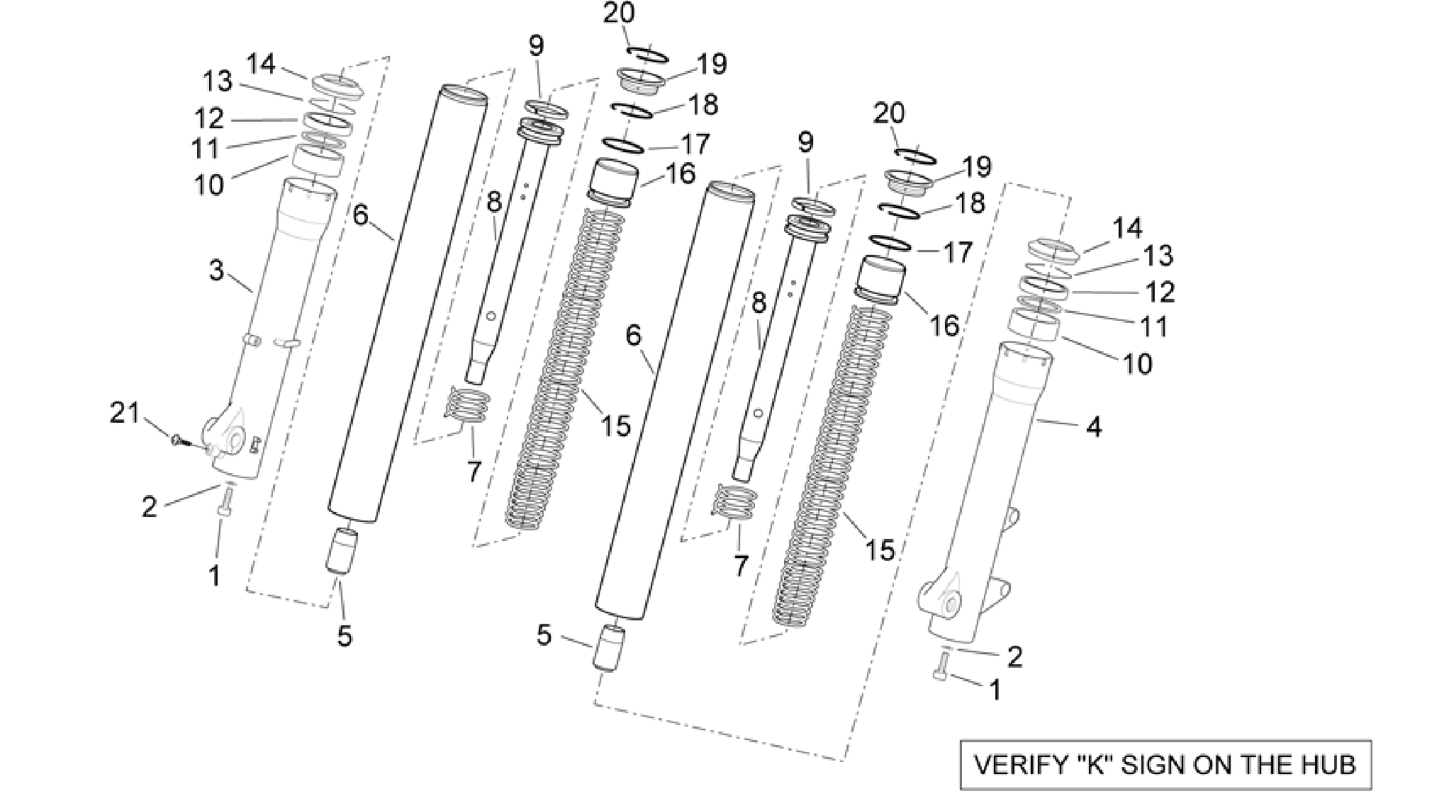 Kaifa front fork - Hubs, sleeves