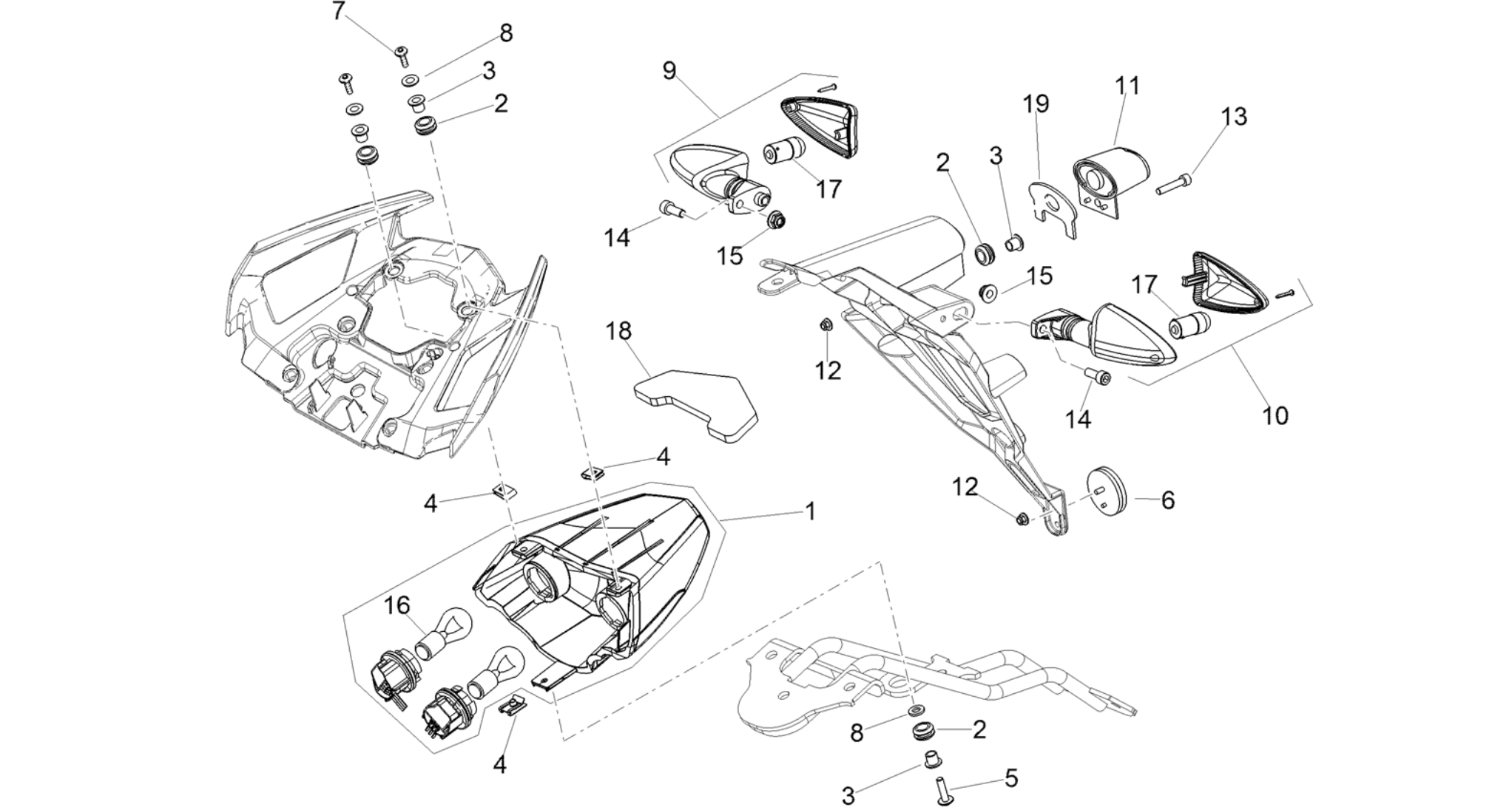 Rear headlamps