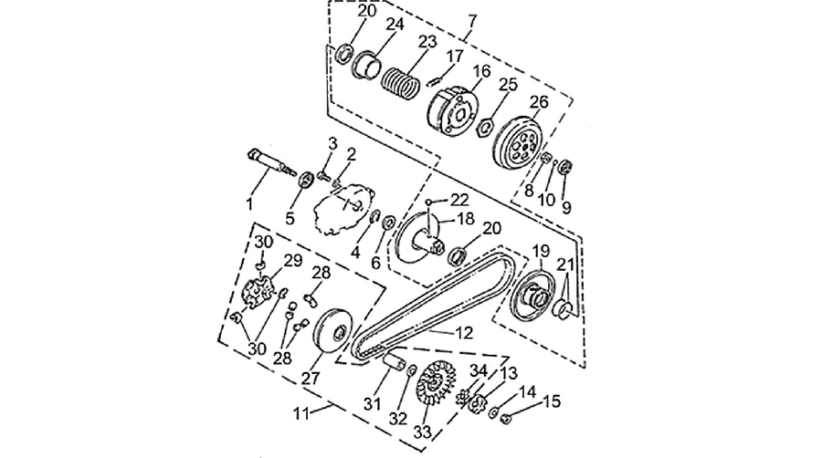 Speed variator w/ clutch