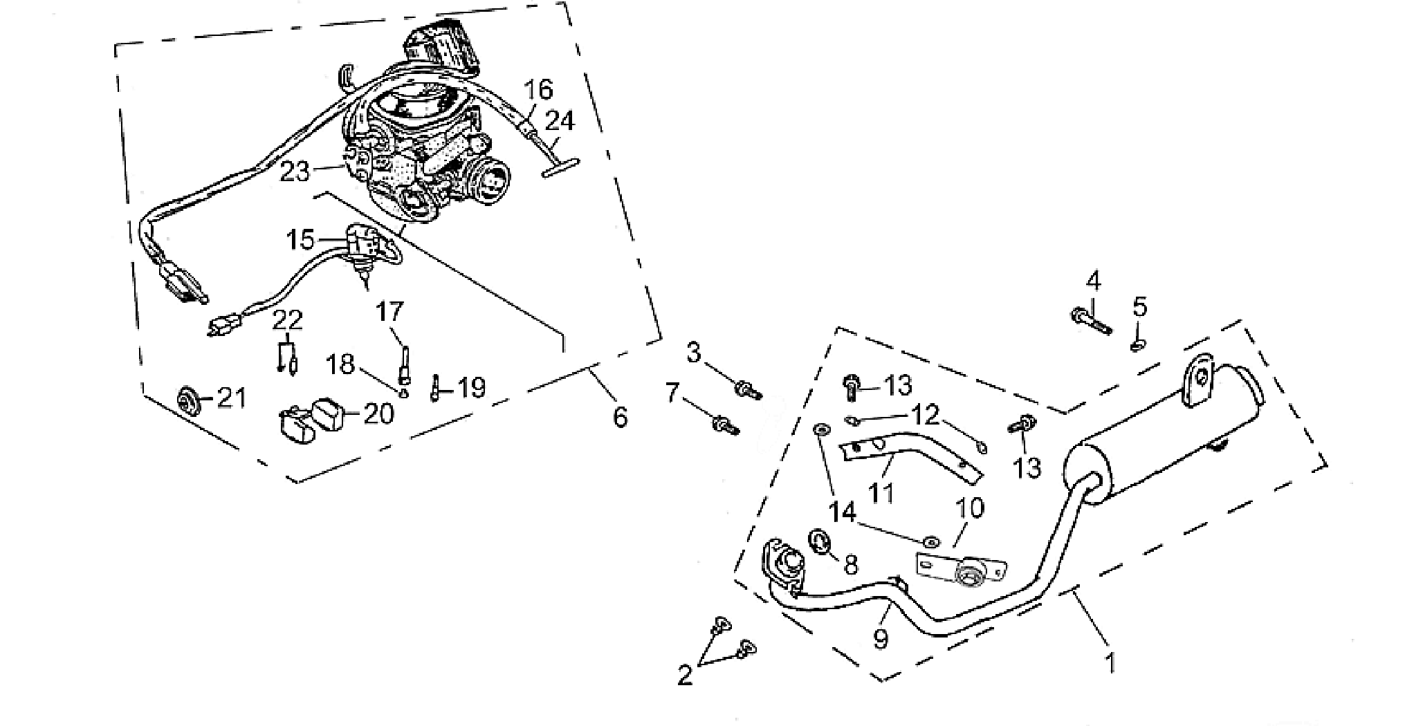 Exhaust unit-Carburettor