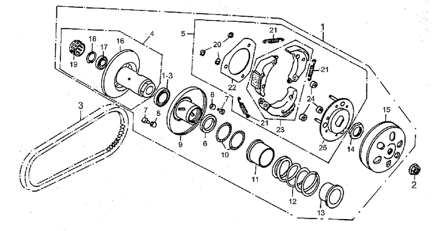 Speed variator w/ clutch