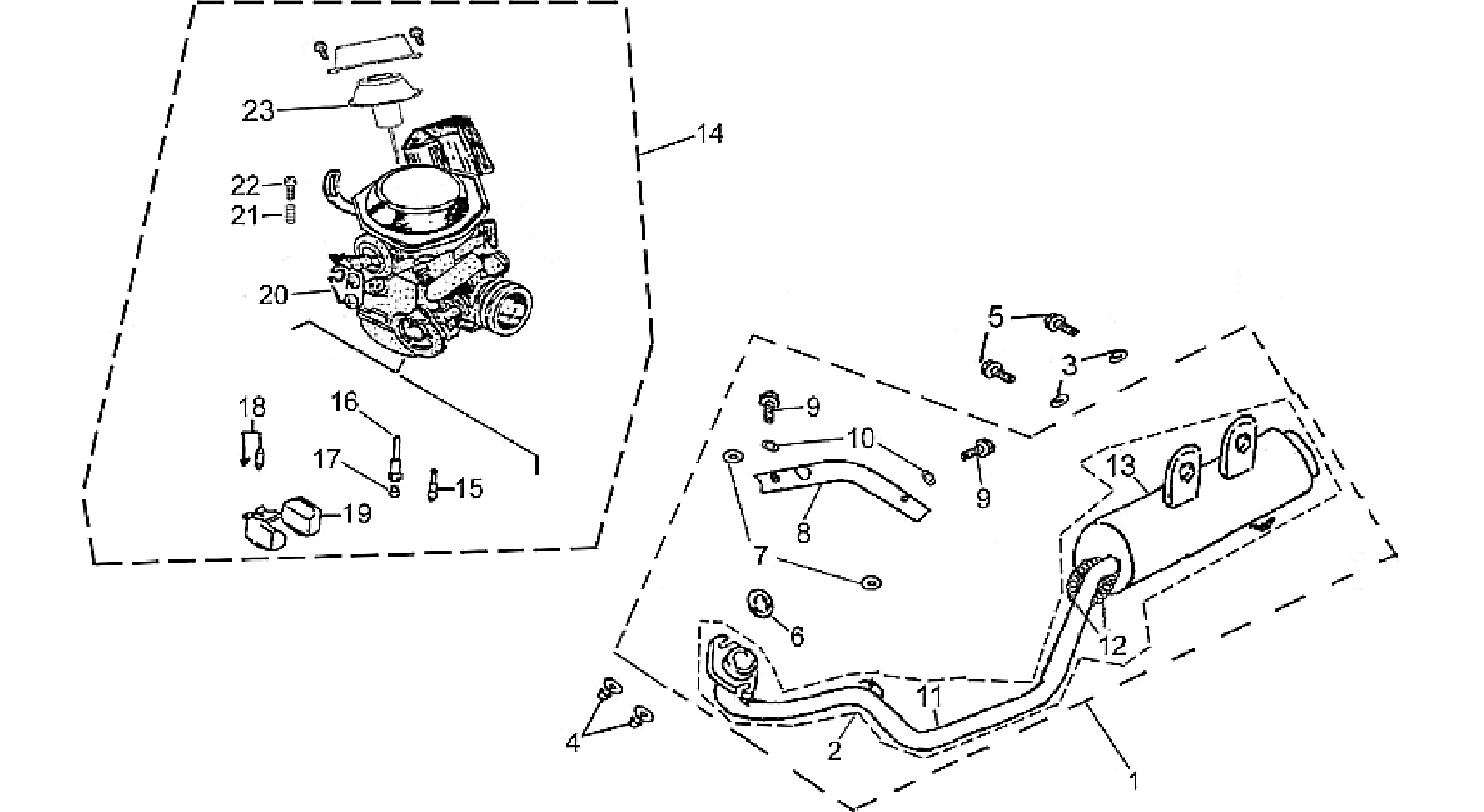 Exhaust unit-Carburettor