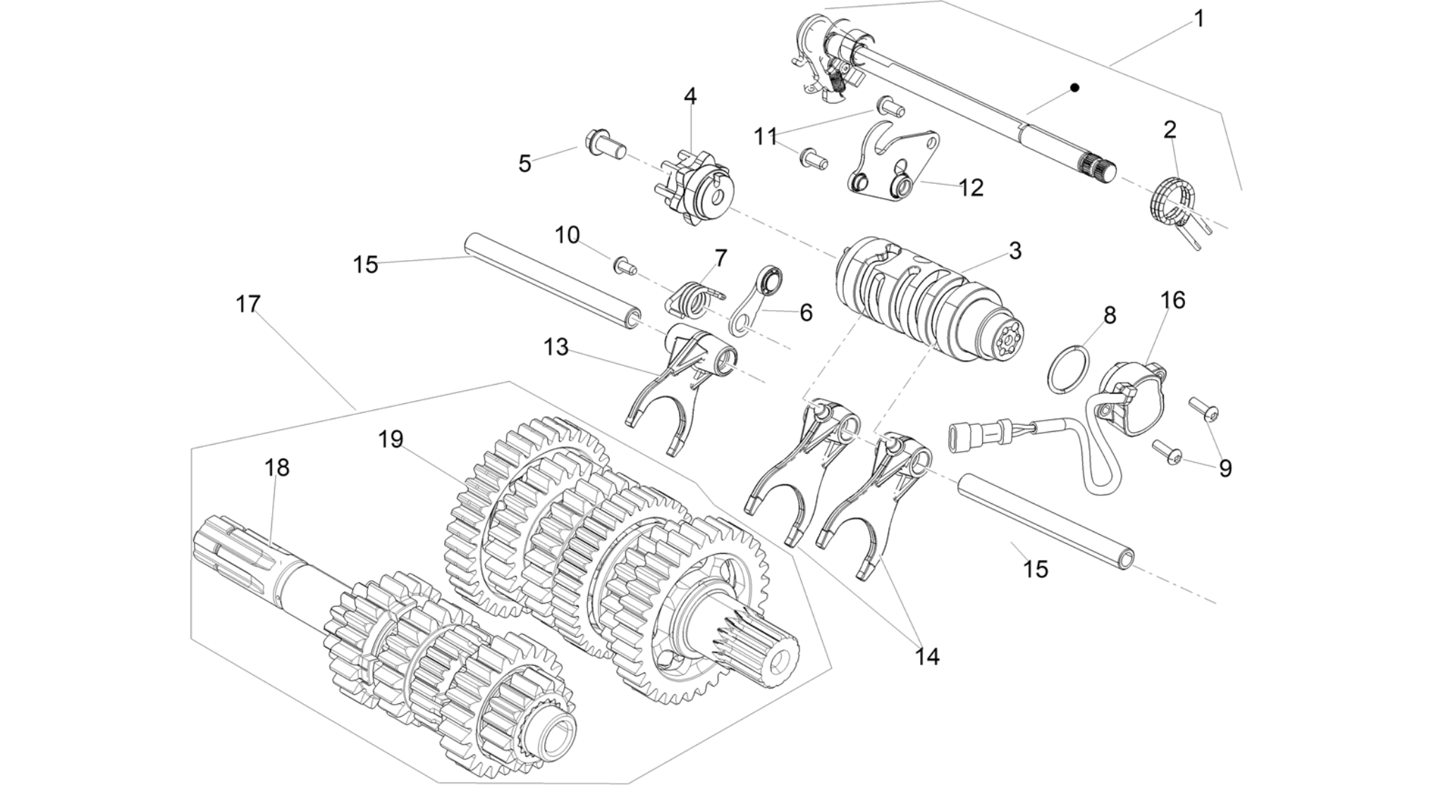 Gear box / Selector / Shift cam
