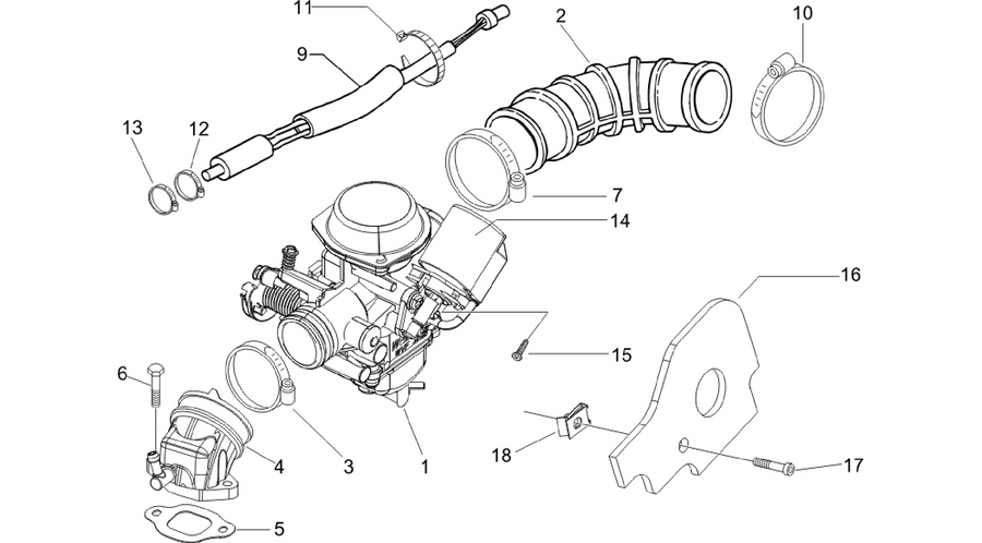 Carburettor, assembly - Union pipe