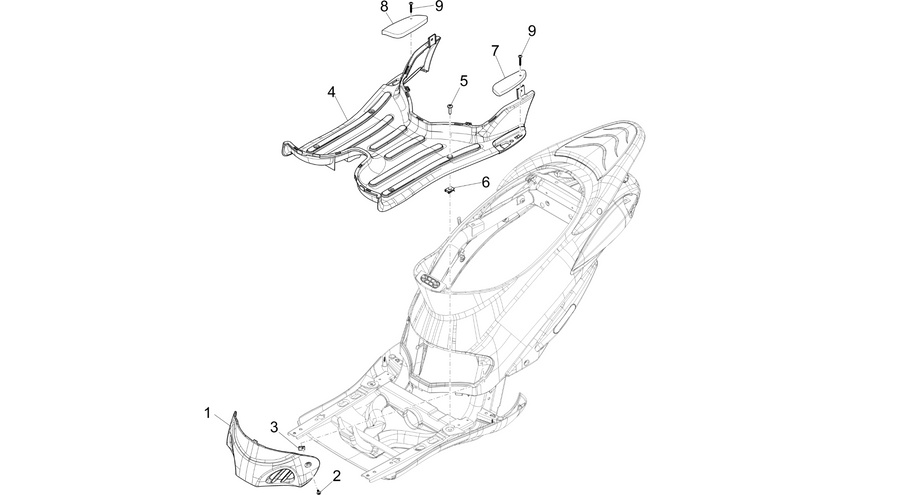 Central cover - Footrests