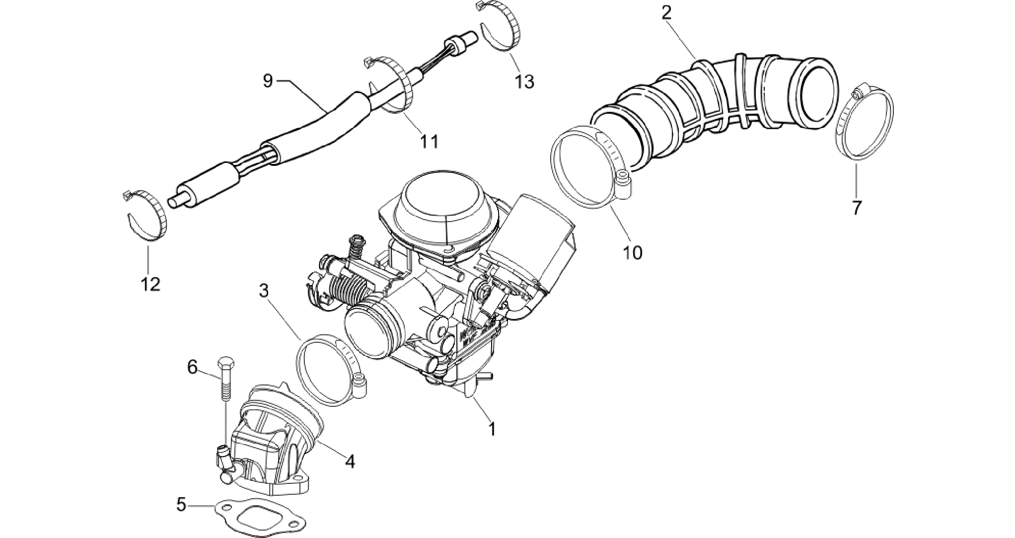 Carburettor, assembly - Union pipe