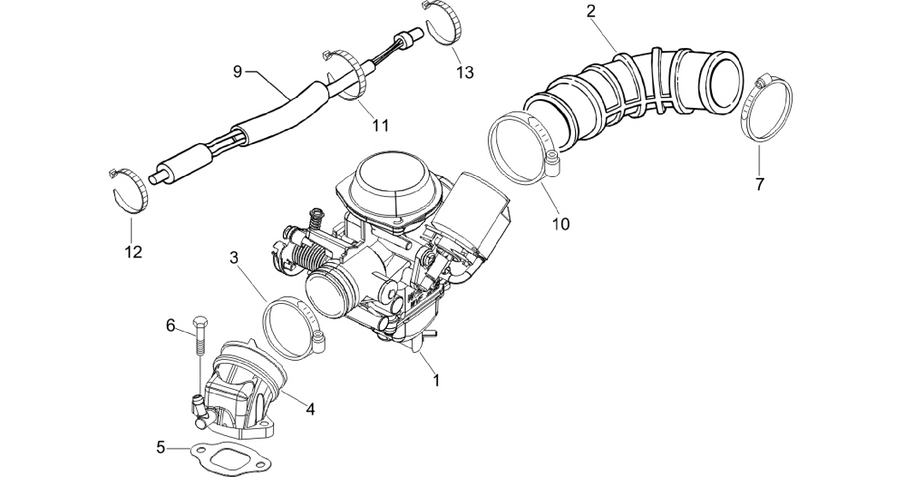 Carburettor, assembly - Union pipe