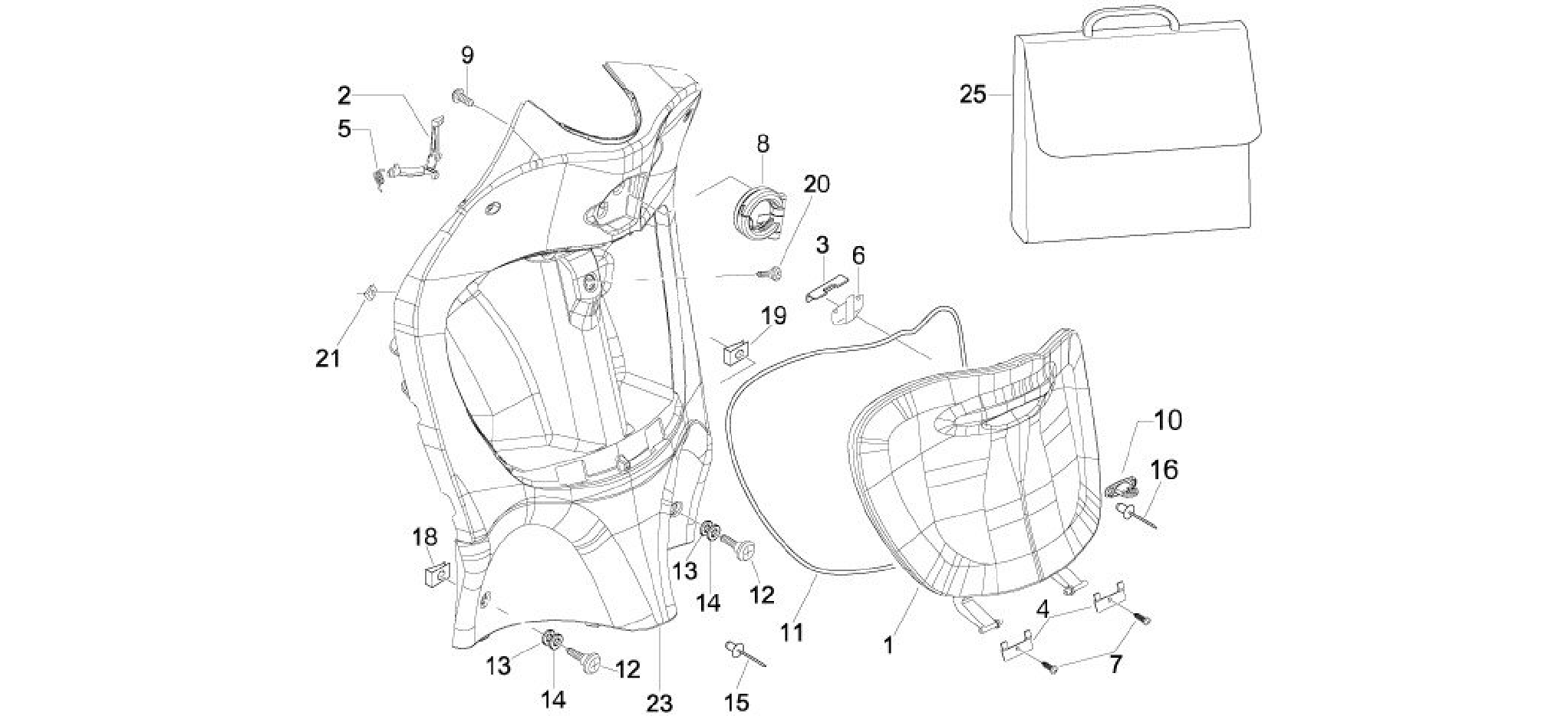 Front glove-box - Knee-guard panel