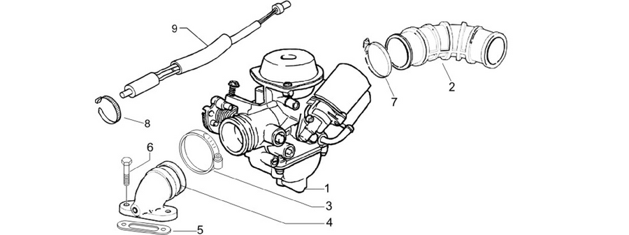 Carburettor, assembly - Union pipe