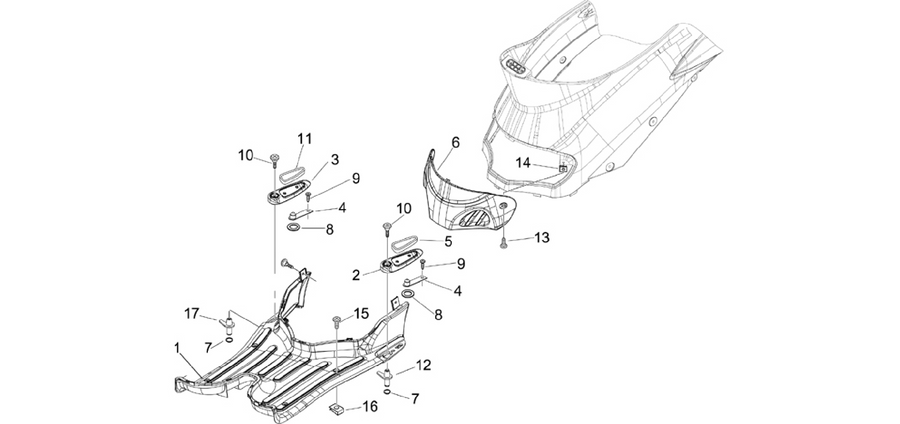 Central cover - Footrests