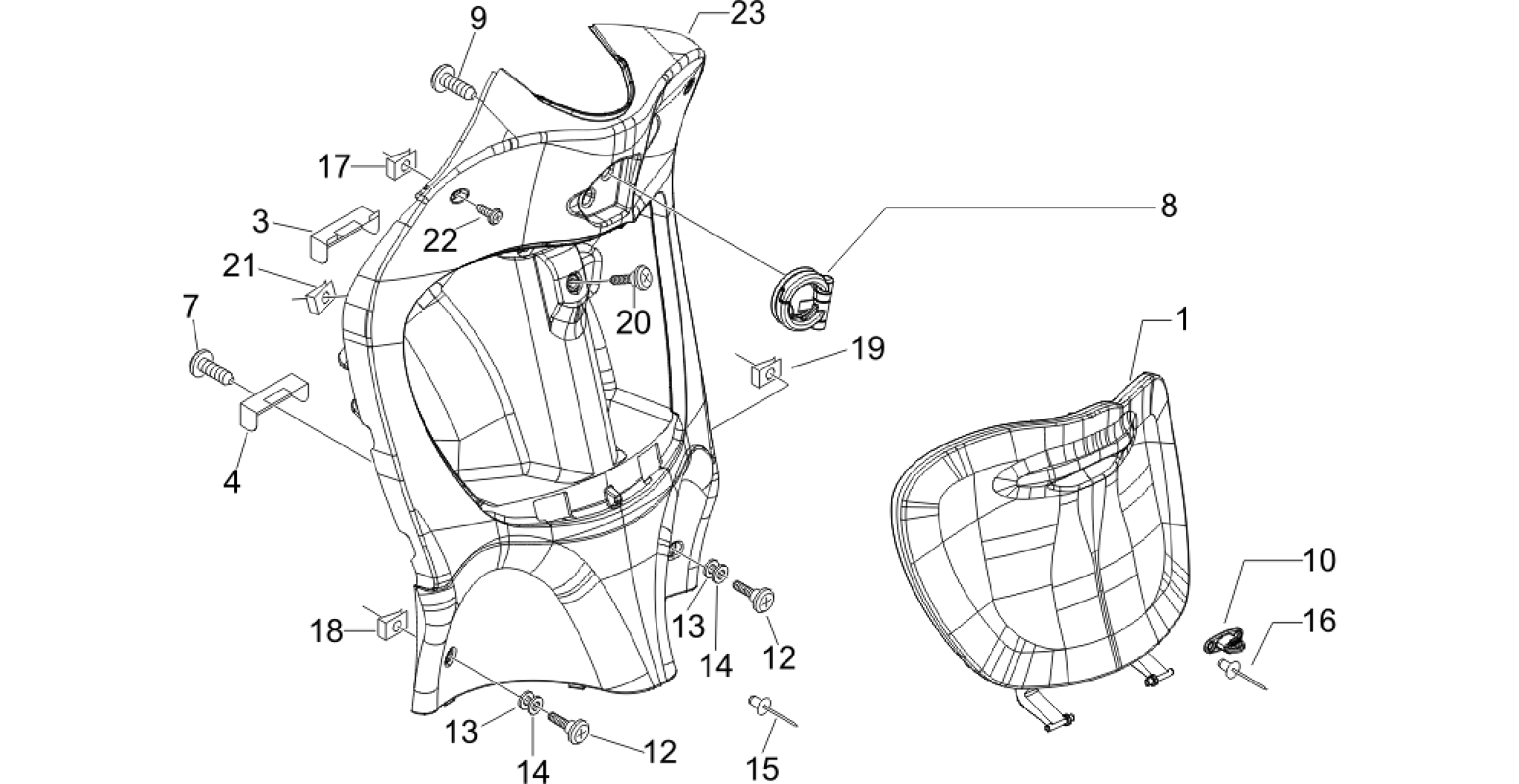 Front glove-box - Knee-guard panel