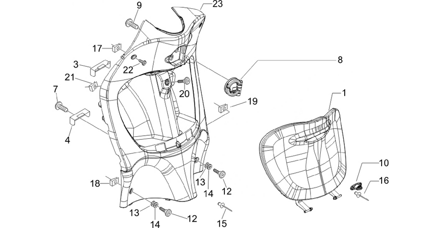 Front glove-box - Knee-guard panel