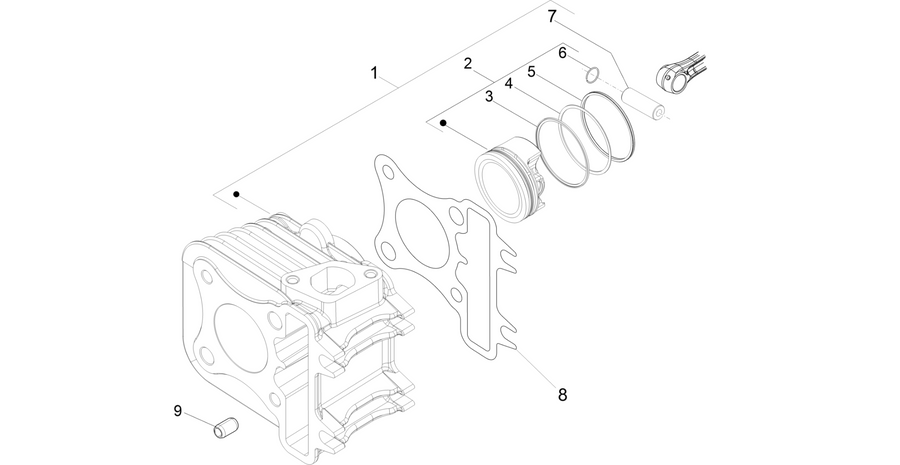 Cylinder-piston-wrist pin unit