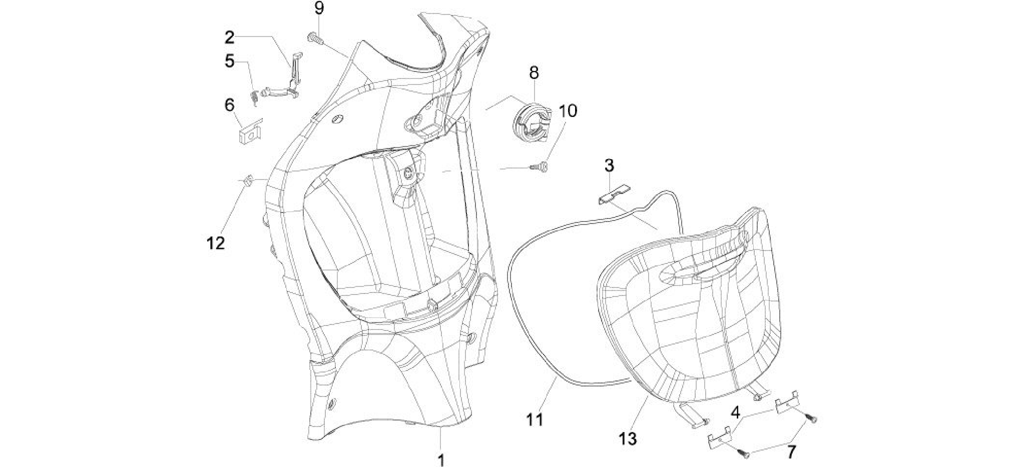 Front glove-box - Knee-guard panel