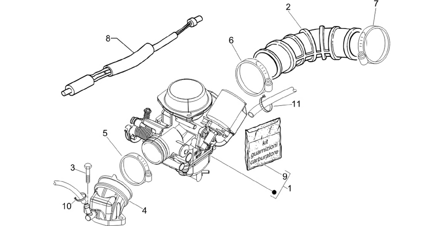 Carburettor, assembly - Union pipe